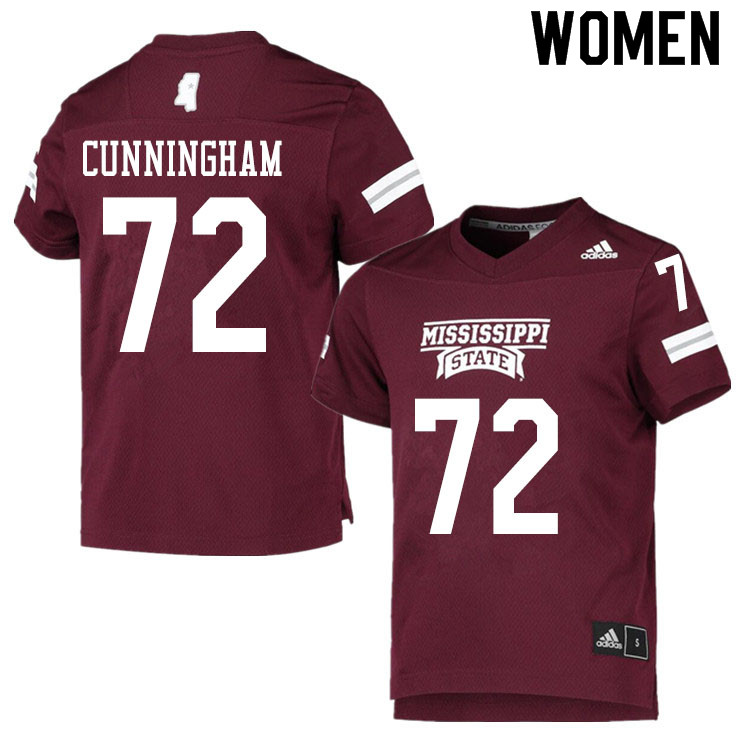 Women #72 Brandon Cunningham Mississippi State Bulldogs College Football Jerseys Sale-Maroon
